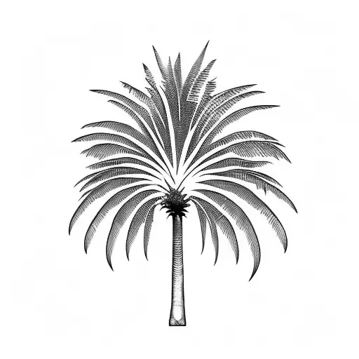 Palm Tree With Two Birds