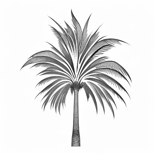 Palm Tree With Two Birds