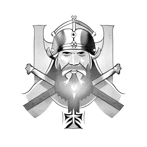 Viking Warrior With A Crown And A Cross