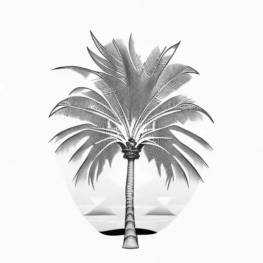 Palm Tree With Two Birds