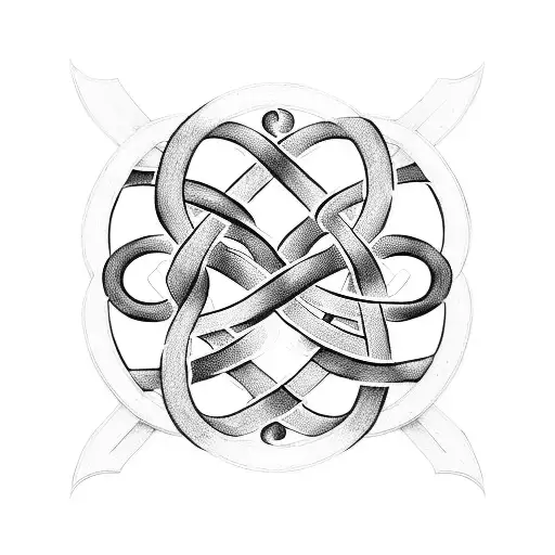 A Blackwork Tattoo Of An Infinity Symbol Intertwined With Roman Numerals