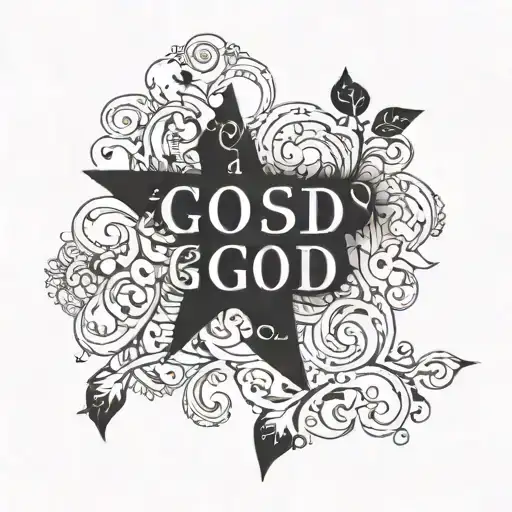 A Minimalist Blackwork Tattoo Of A Cross With The Quote 'But God