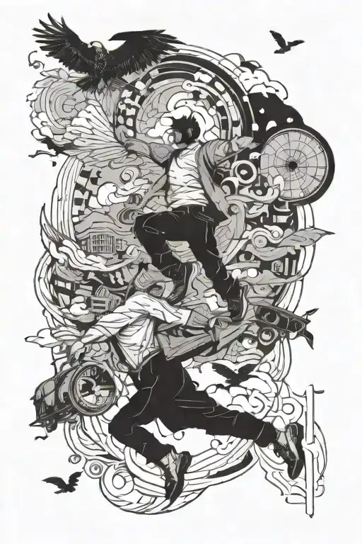 Flight And Men Falling Down Meaning Travel Is Good Feeling