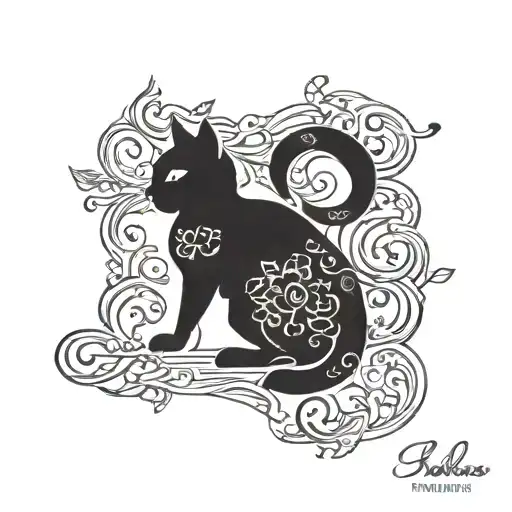 Incorporate Persian Calligraphy From A Famous Poem Into A Cat Silhouette Design