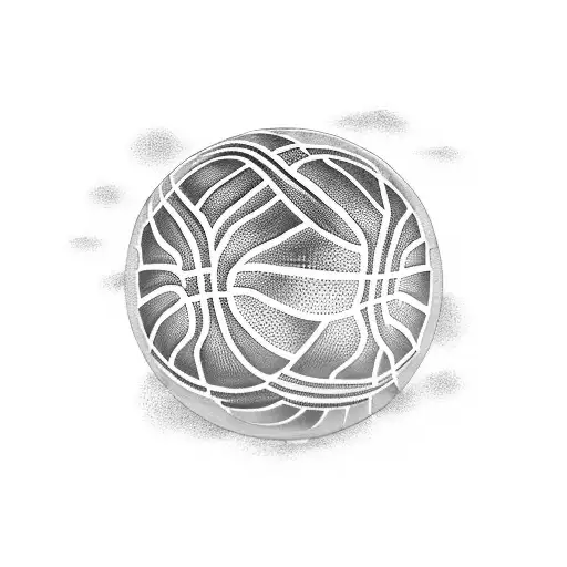 A Dotwork Tattoo Of A Basketball Court With Elements Symbolizing Overcoming Depression