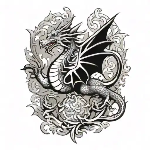 Welsh Dragon Sleeve Tattoo Design