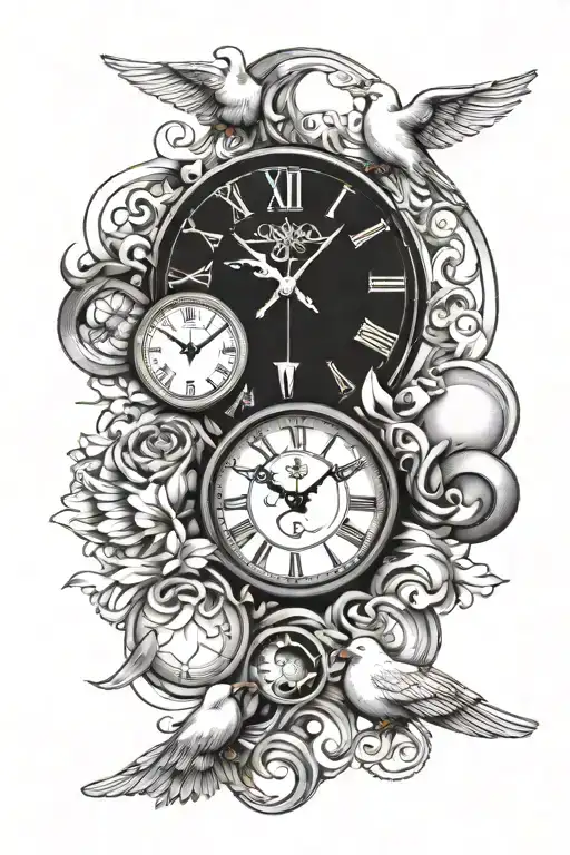 Angels Clock Doves Sun Inside With Waves