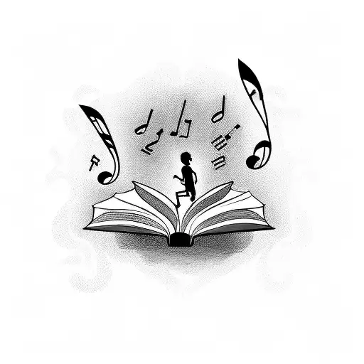 A Silhouette Of A Person Reading A Book With Musical Notes Flowing Out Of It