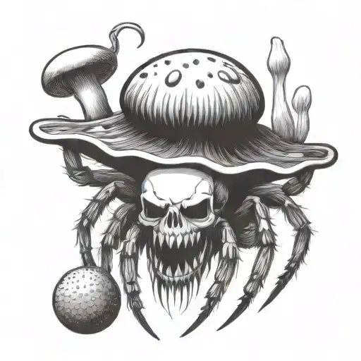 A Spider With Fangs With A Torso Of A Mushroom Shape With Fangs