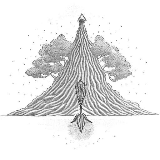 A Tree With A Stack Of Books At The Base Of The Tree Also With A Magical Staff Aside From The Books