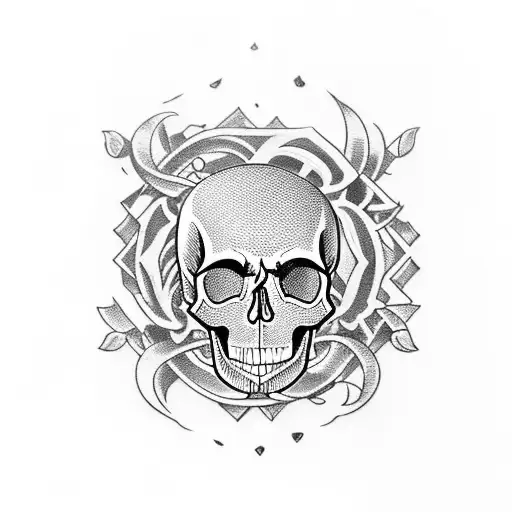 Skull In Bottom Of Hourglass