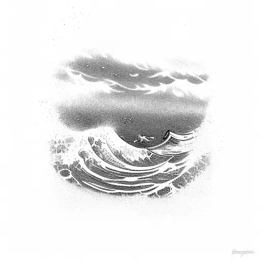 Ocean Wave With A Sharck