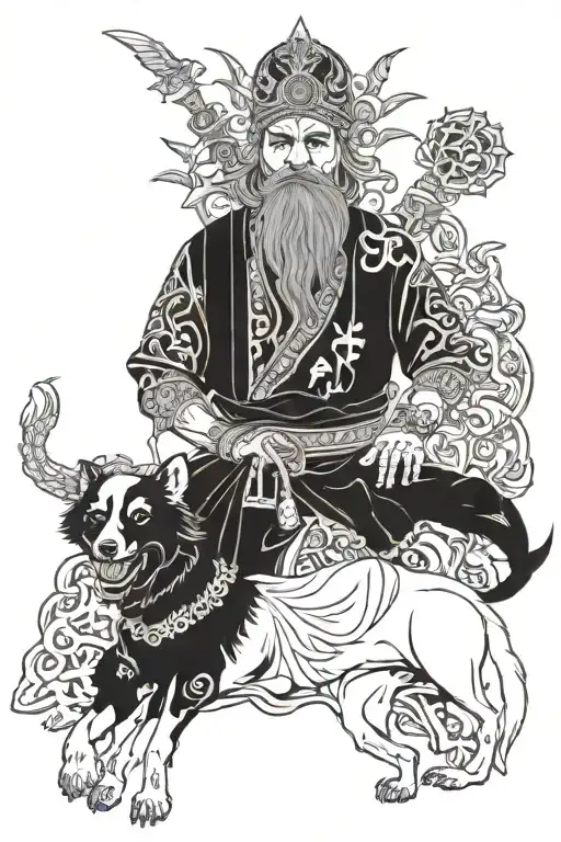 Erlik Khan Turkish Death God With His Hell Dog