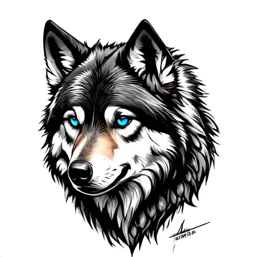 Wolf With Blue Eyes