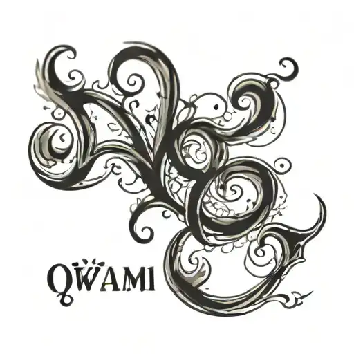 Fancy Handwriting Letter With Smoke Surrounding With The Word 'Qwami' Written