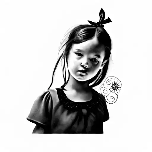 A Little Girl Wearing A Bow