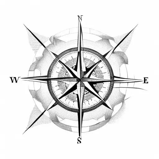 Compass With Heart And Flowers