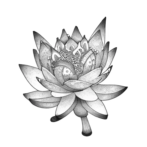 A Psychedelic Mushroom Emerging From A Lotus Flower