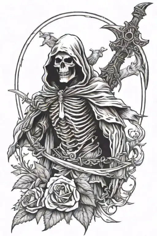 A Realistic Reaper Tattoo Design