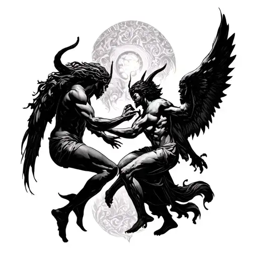 Angel And Devil Fighting Each Other