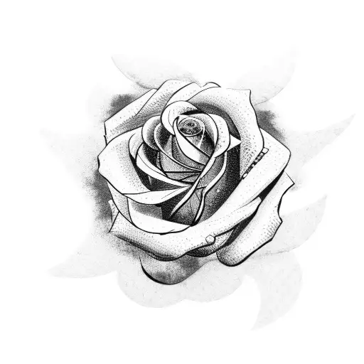 A Banner Intertwined With A Blooming Rose