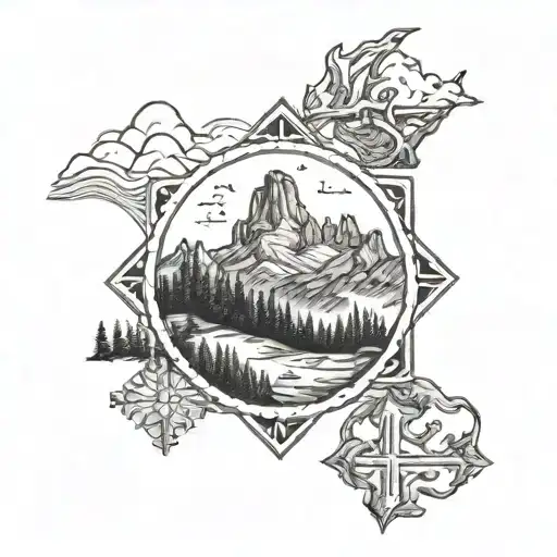 Wyoming Mountains Growth Strength Courage Symbols Cross