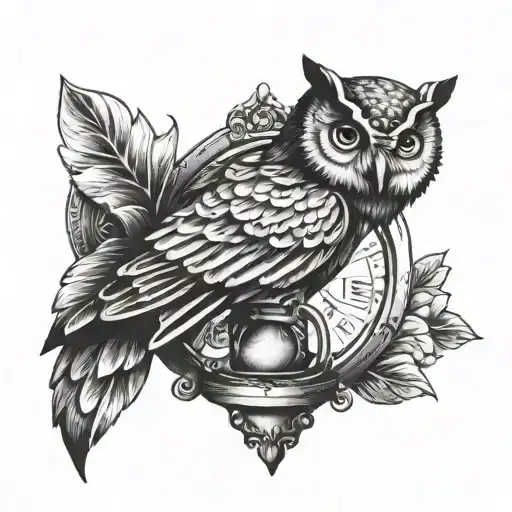 Hour Glass With Owl Sitting