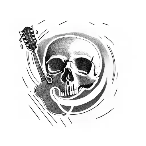 A Skull Playing A Guitar In A Stormy Background