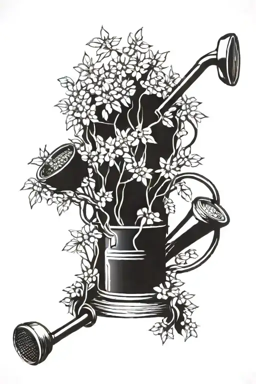 Fake Plastic Tree And Watering Can