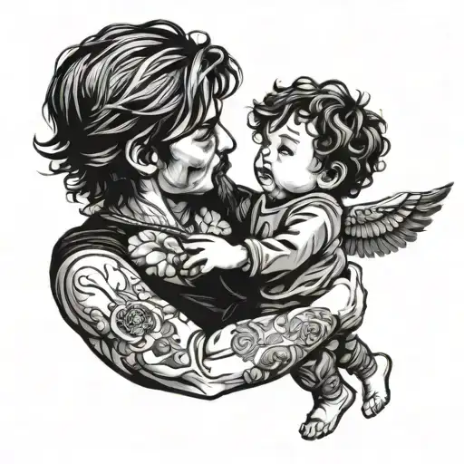 Michael Angel Holding A Kid