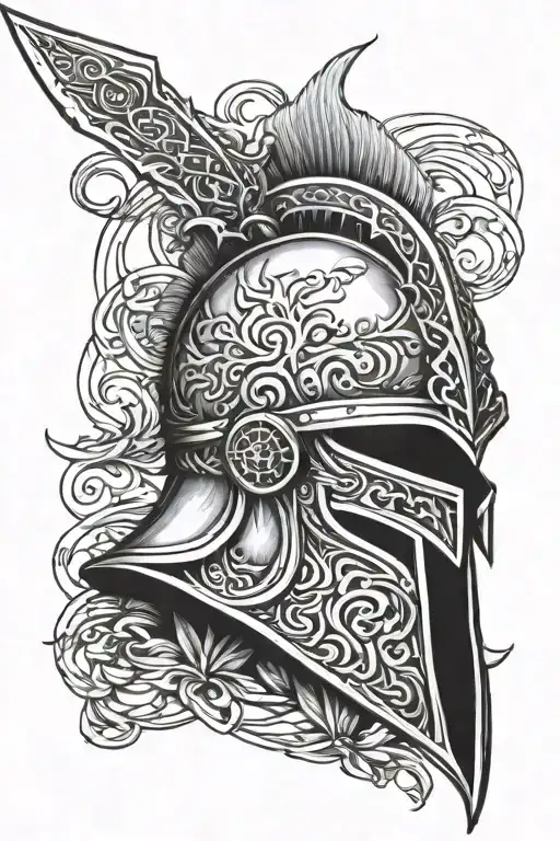 Warrior Helmet Sword Vertical
