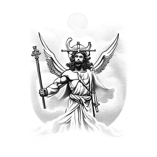 St Michael Coming From Heaven