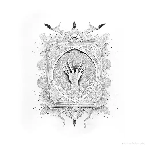 A Delicate Open Book With Intricate Details And A Caring Hand Reaching Out From Within