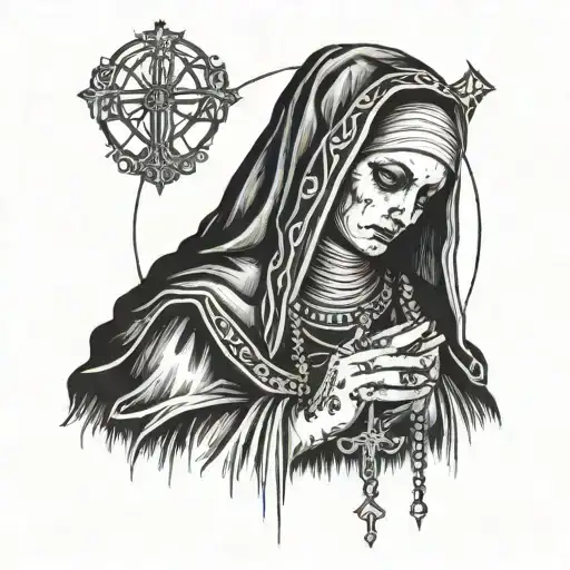 Possesed Nun With Broken Rosary