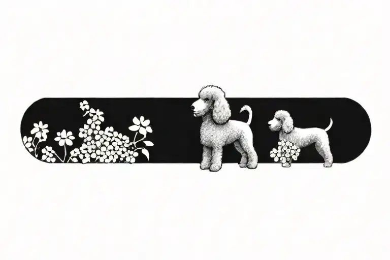 Standard Poodle Dog With Dogwood Flowers