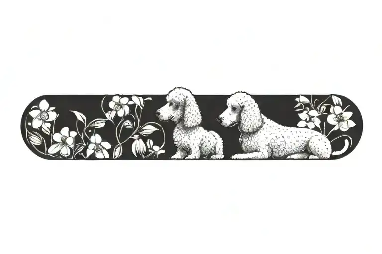 Standard Poodle Dog With Dogwood Flowers