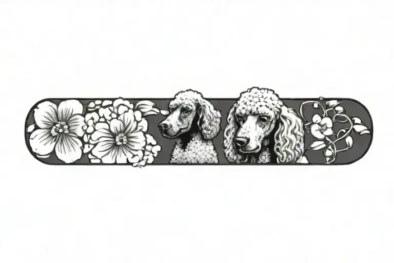 Standard Poodle Dog With Dogwood Flowers