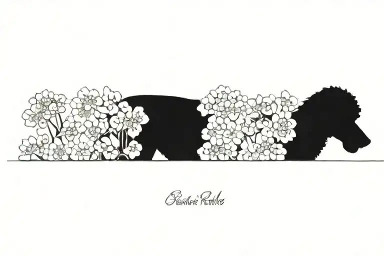 Standard Poodle Dog Silhouette With Dogwood Flowers