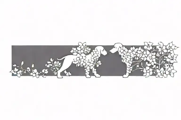 Standard Poodle Dog Silhouette With Dogwood Flowers
