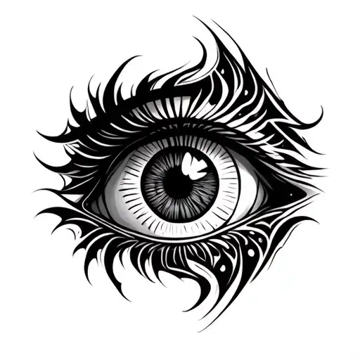 Dark Neo Tribal Eye With Lines Around It