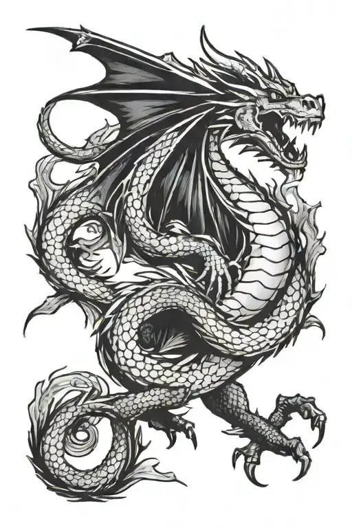 Dragon Flying Tattoo