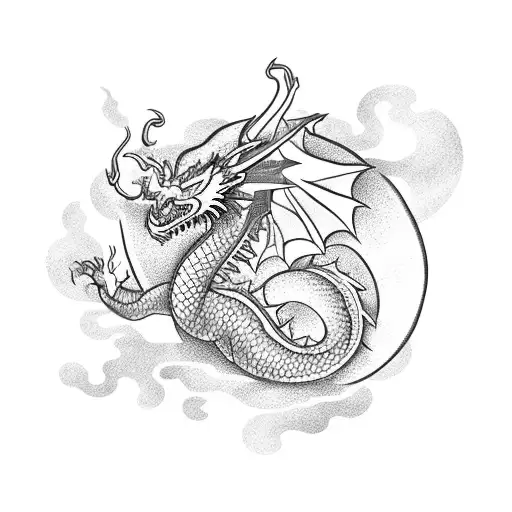 Un Dragon Rodeando Una Pagoda Tattoo
