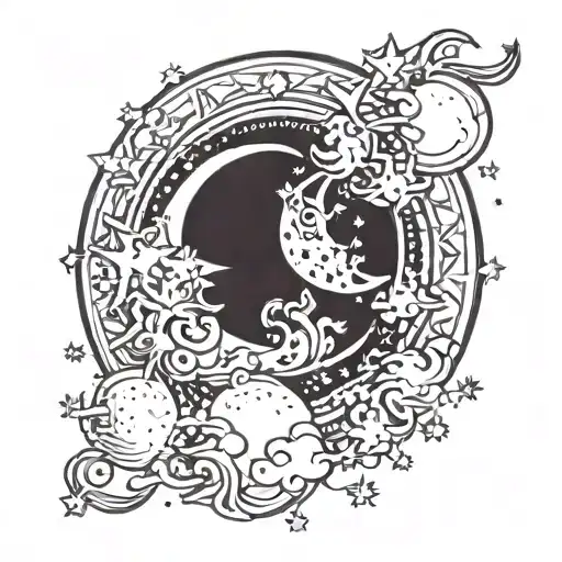 Moon Surrounded By Stars