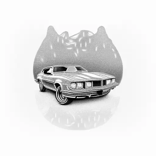 An Intricate Design Of A Classic Car Speeding Through A Neon-lit Cityscape