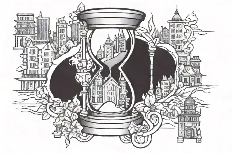 Hourglass And City Unside