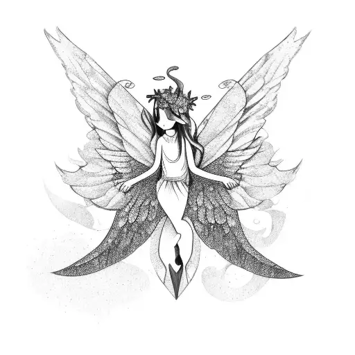 Fairy With Big Wings In Forest