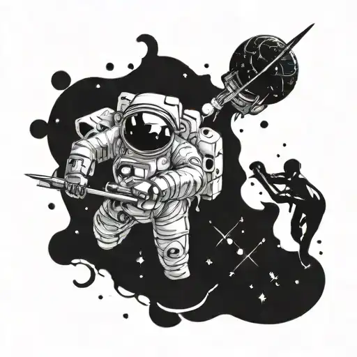 A Space Themed Band Tattoo Design