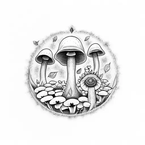 Sunflower With Real Mushroom And Toad