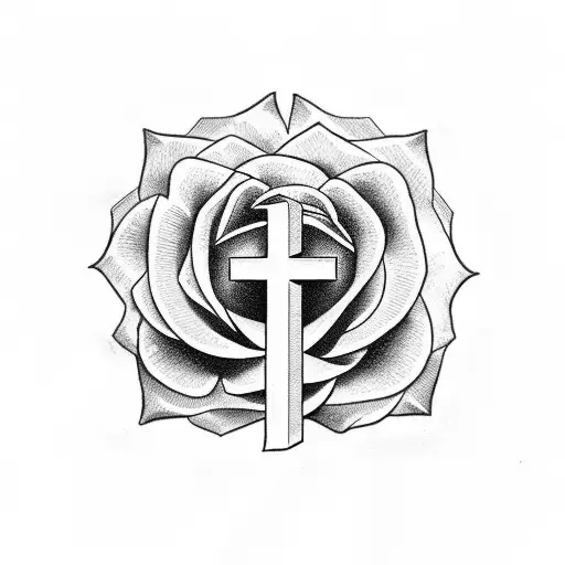 Christian Cross Whit Rose