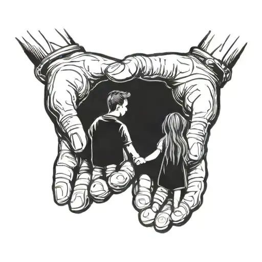 Dad And Daughter Holding Hands